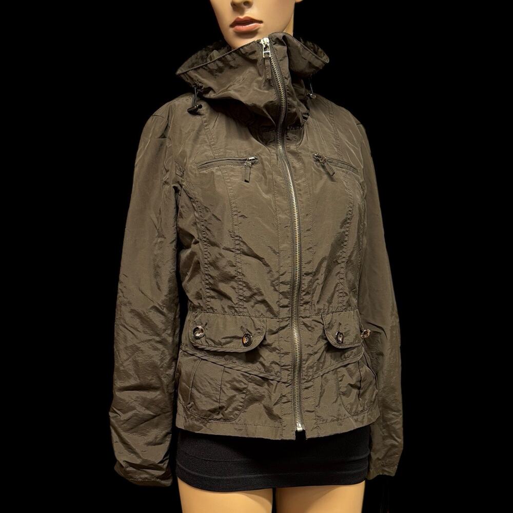 Tribal Women’s Lightweight Windbreaker Utility Jacket Size 2 Olive Khaki Green
